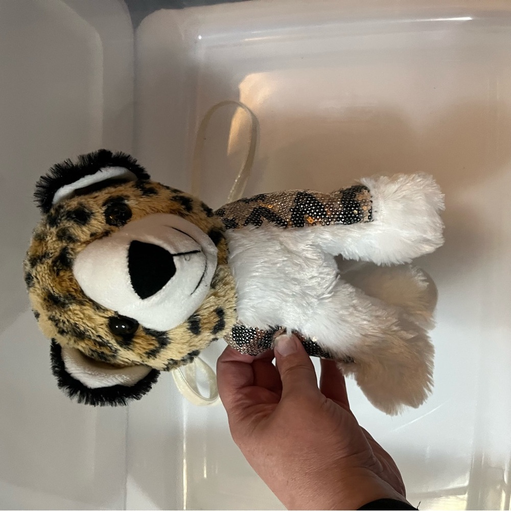 Leopard Print Kids Plush Purse with Fuzzy & Sequin Parts